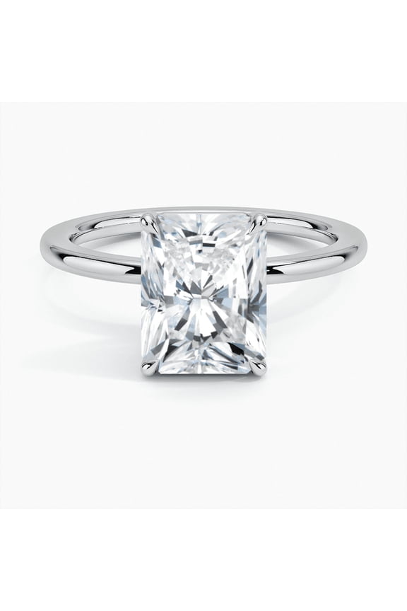 ry 14K White Gold Plated Ring - Excellent 2.6 Ct Radiant Cut Moissanite Ring - Silver Solitaire Design Ring for Women's - Unique Christmas Special Gift for Women's - Promise Gifts