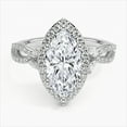 thumbnail image 1 of Dash Jewelry Silver 14K White Gold Plated Ring - Wedding Rings - Marquise Cut Excellent 2.2 Ct Moissanite Ring For Women's - Halo Rings - Eternity Band Twisted Cross Over Infinity Moissanite Ring, 1 of 6