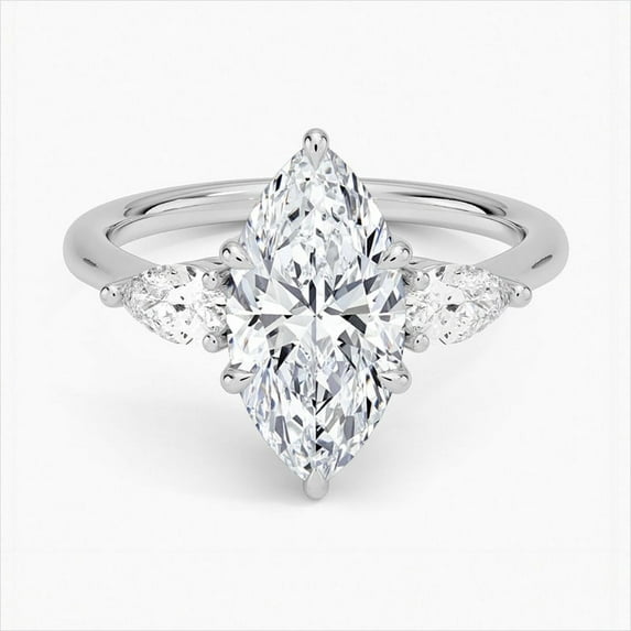 Dash Jewelry 14K White Gold Plated Rings - 1.9 Ct Marquise Cut Moissanite Ring - Silver Moissanite Beautiful Special Occasion Ring - Latest Engagement Wedding Ring for Women's - Promise Wedding Gift