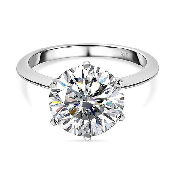 Dash Jewelry 14K White Gold Plated Round Cut 2 Ct Engagement Ring - Solitaire East West Setting for Women - Moissanite - Wedding Ring for Her - Proposal Rings for Wife