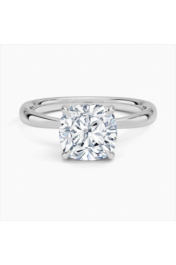 ry 14K White Gold Plated Solitaire Ring - Cushion Cut Excellent 2 Ct Moissanite Ring For Women's - Solitaire Simple Ring for Her - Solo Moissanite Ring for Her - Daily Wear Fine Jewelrylery