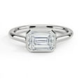 thumbnail image 1 of Dash Jewelry 14K White Gold Plated Solitaire Rings - 2 Ct Emerald Cut Moissanite Rings for Her - Solitaire Bezel Set Engagement Sterling Rings - East West Gorgeous Anniversary Gifts, 1 of 6