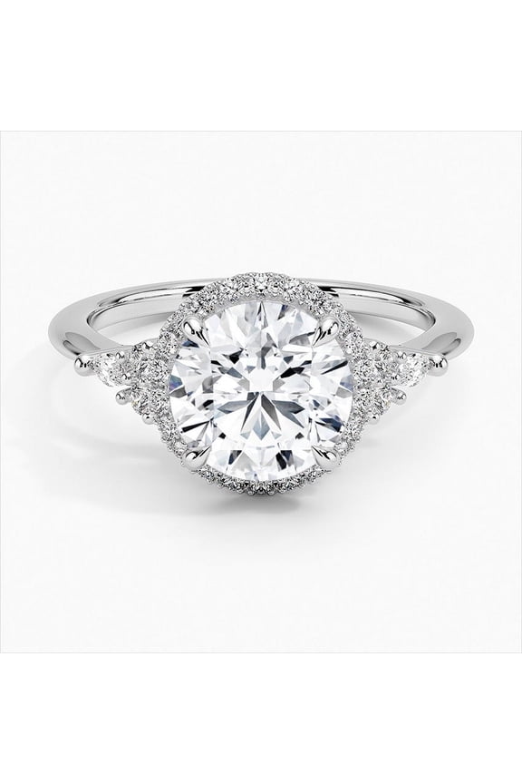 ry 2.1 Ct Moissanite Ring - 14K White Gold Plated Vintage Engagement Wedding Ring for Women - Round Cut Solitaire Moissanite Ring for Her - Gift for Lasting Memories and Affection