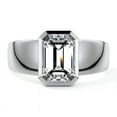 thumbnail image 1 of Dash Jewelry 2.2 Ct Emerald Cut Moissanite Ring - 14K White Gold Plated Rings - Bezel Set Wedding for Women's - Moissanite Beautiful Special Occasion Rings - Forever Moissanite Ring for Her, 1 of 7