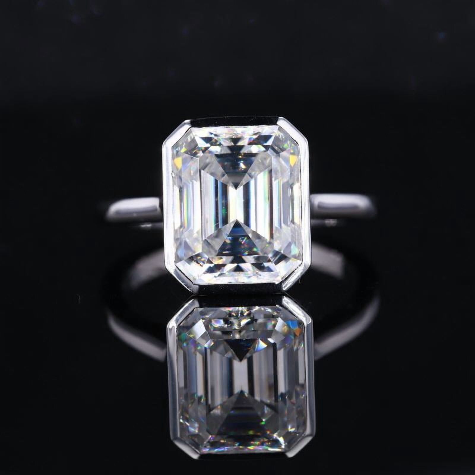 Dash Jewelry 2.2 Ct Emerald Cut VVS1/D Moissanite Women's Ring - 14k ...