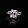 thumbnail image 1 of Dash Jewelry 2.3 Ct Emerald Cut VVS1/D Moissanite Women's Engagement Rings - 14k White Gold Plated Solitaire with Accents Wedding Rings - Bridal Set Design - Wedding Rings, 1 of 3