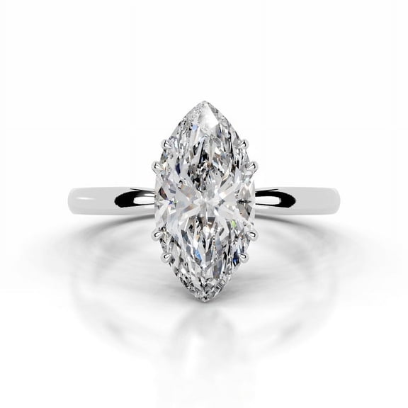 Dash Jewelry 2.3 Ct Marquise Cut Moissanite Engagement Ring - 14K White Gold Plated with Moissanite Rings for Women's - Perfect Women’s Ring for Proposal Wedding and Special Occasions