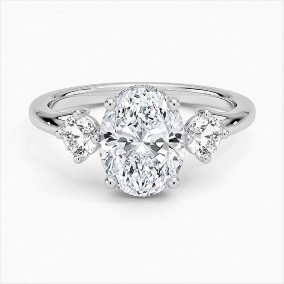 Dash Jewelry 2.3 Ct Oval Cut Moissanite Wedding Rings - 14K White Gold Plated Rings - Gorgeous Anniversary Gifts for Women's - Engagement Moissanite Jewelry for Her