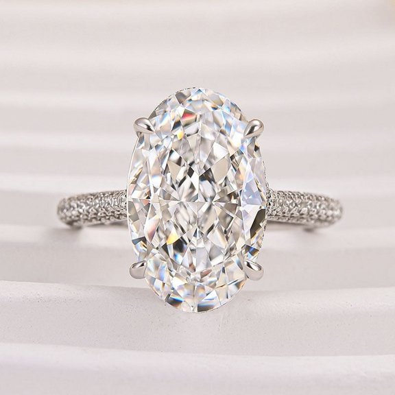Dash Jewelry 2.4 Ct Oval Cut Moissanite Wedding Ring - 14K White Gold Plated Solitaire Bridal Set Engagement Ring - Perfect for Special Occasions - A Timeless Piece to Celebrate Your Love Story Ring