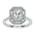 thumbnail image 1 of Dash Jewelry 2 Ct Radiant Cut Moissanite Ring - Double Halo Design for Women - 14K White Gold Plated Engagement Ring - Beautiful Gift for Women - Timeless Design for Any Occasion, 1 of 6