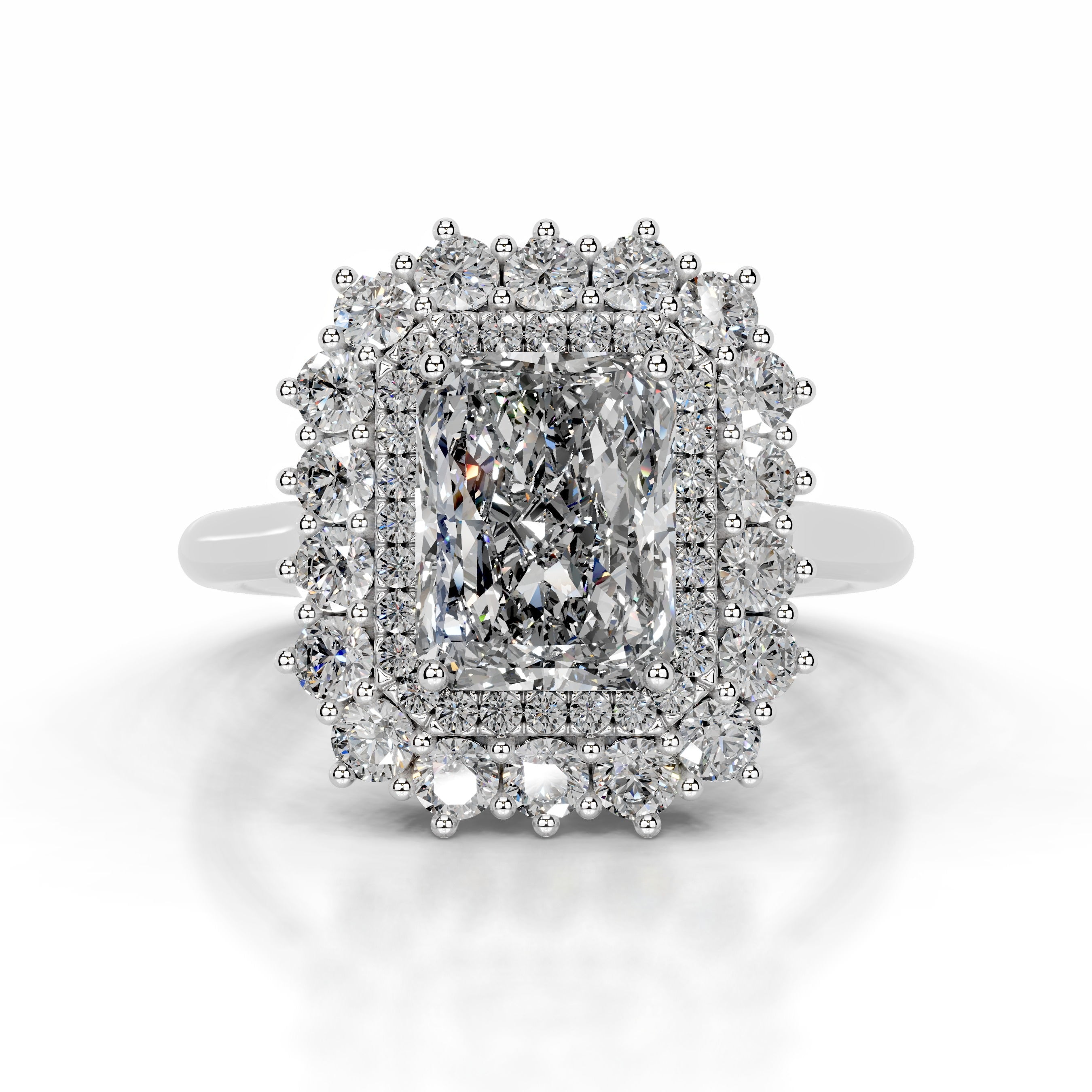 3 Kt Halo Anello Top Russo Qualità Zirconia Cubica Finto Mossanite Imitazione Ss