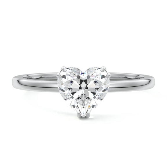 Dash Jewelry Moissanite Heart Cut 1.8 Ct Wedding Ring - 14K White Gold Plated Rings for Gifts - Solitaire Engagement Wedding Prong Set Rings for Women's - 9th Year Anniversary Gifts for Birthday