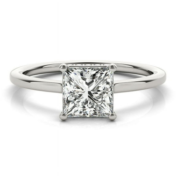 Dash Jewelry Princess Cut 1.9 Ct Moissanite Wedding Anniversary Ring - 14K White Gold Plated Moissanite Ring - Hidden Halo Ring - Anniversary Gifts - Romantic Gifts for Her - Gold Plated Ring