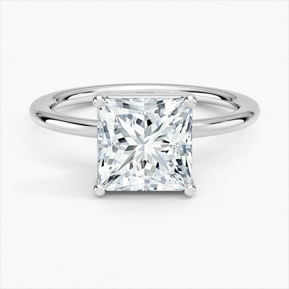 Dash Jewelry Princess Cut 2 Ct Moissanite Rings - 14K White Gold Plated Wedding Rings - Engagement Solitaire Rings for Women's - Christmas Gifts for Her - Valentine Proposal Ring - Anniversary Gifts