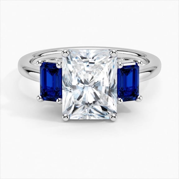 Dash Jewelry Radiant Cut 2.5 Ct Moissanite Wedding Ring - 14K White Gold Plated Moissanite Anniversary Ring - Moissanite Wedding Women's Ring - Wedding Gifts - Anniversary Gifts Women