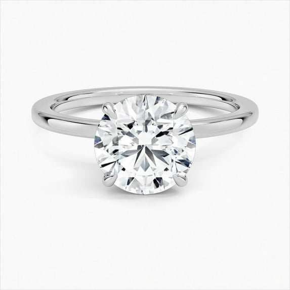 Dash Jewelry Stamped 14k Silver Hidden Halo Wedding Ring - Brilliant 1.7 Ct Round Cut Moissanite Anniversary Ring - Engagement Ring for Women's - Anniversary Gifts - Special Gift for Her