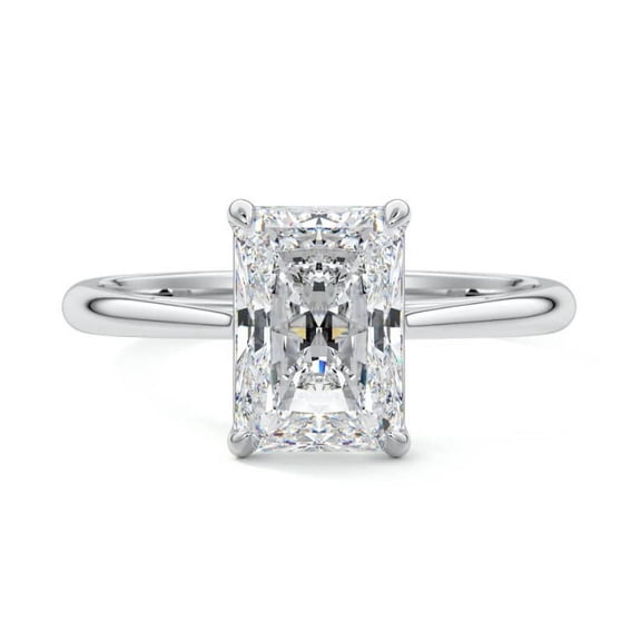 Dash Jewelry Wedding Rings - Silver 14K White Gold Plated Rings - Radiant Cut Excellent 2.1 Ct Moissanite Rings For Women's - Simple Moissanite Rings for Women's - Solo Stone Rings for Women's