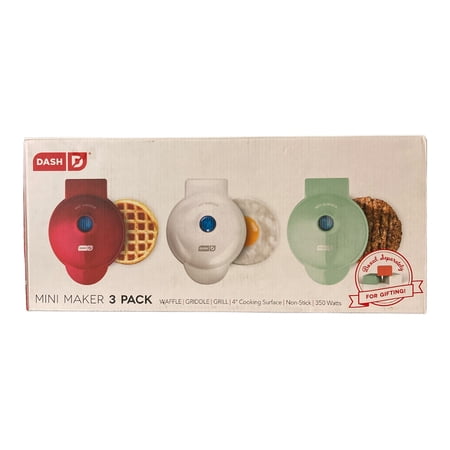 Dash MINI Maker 3-Piece Griddle, Waffle, and Grill 3-piece Set in Red/Black/White