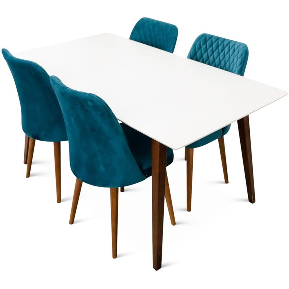 Dash Mid Century Modern Solid Wood Walnut Dining Room&Kitchen Table Set ...
