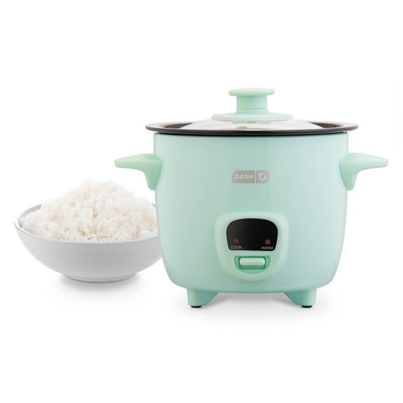Dash Mini Rice Cooker Steamer with Removable Nonstick Pot, Keep Warm Function & Recipe Guide, .5 Quart, for Soups, Stews, Grains & Oatmeal, Aqua