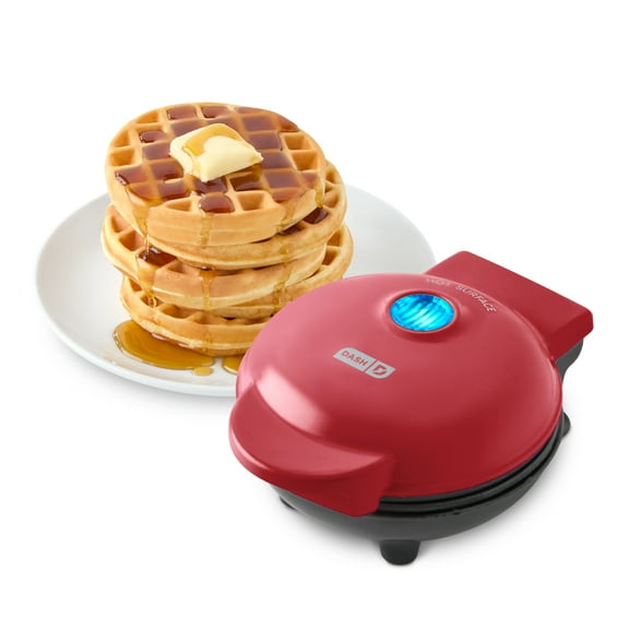 Dash Mini Waffle Maker - 4” Waffle Mold, Nonstick Waffle Iron with Quick Heat-Up, Nonstick Surface - Perfect Mini Waffle Maker for Kids and Families, Just Add Batter, Red