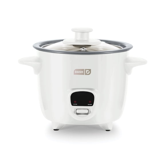 Dash Mini Rice Cooker Steamer with Removable Nonstick Pot, Keep Warm Function & Recipe Guide, .5 Quart, for Soups, Stews, Grains & Oatmeal, White