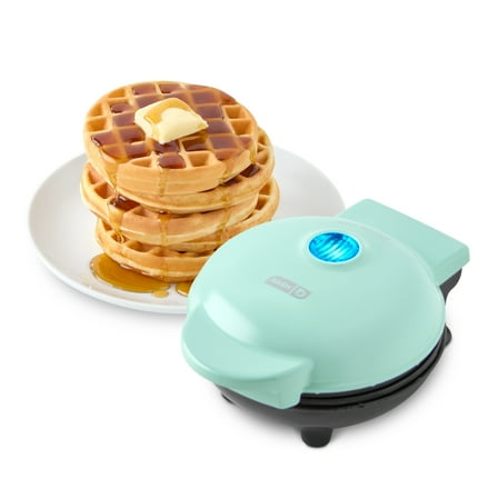 Dash Mini Waffle Maker - 4” Waffle Mold, Nonstick Waffle Iron with Quick Heat-Up, Nonstick Surface - Perfect Mini Waffle Maker for Kids and Families, Just Add Batter, Aqua