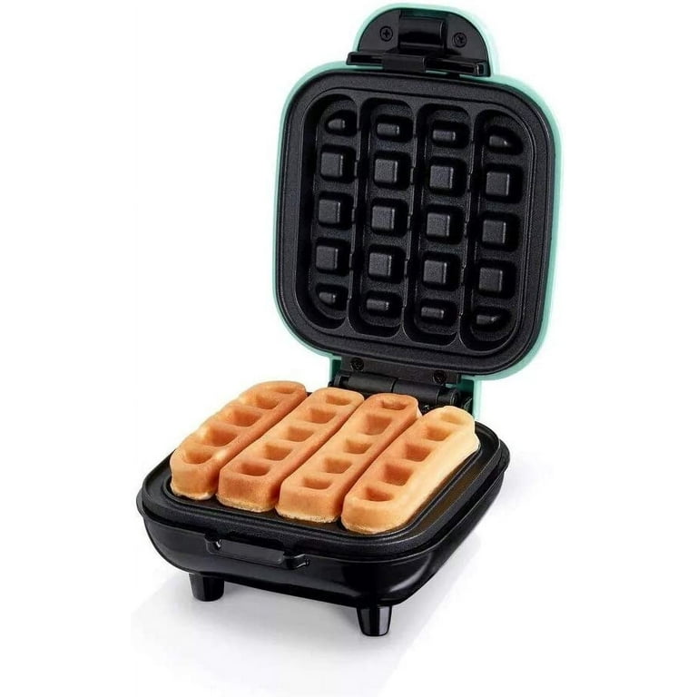 Mini Waffle Stick Maker, Easy to Clean, Non-Stick Surfaces, 4 inch, Makes 4 Waffle Sticks, Ideal for Breakfast, Snacks, Desserts and More,Aqua,1400W