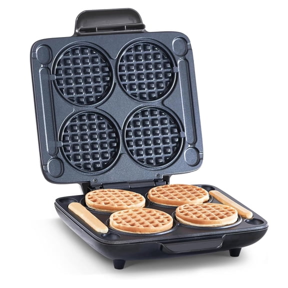 Dash Multi Mini Waffle Maker- Quad Waffle Maker for Family Breakfasts - Dual Nonstick Heating Plates & Easy-Release Surface - Compact & Fast-Heating - Graphite
