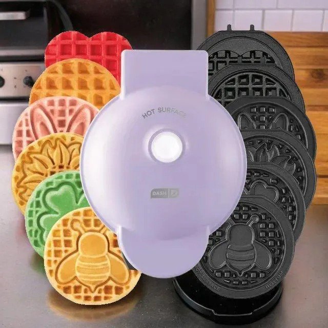 Dash MultiPlate Mini Waffle Maker featuring Interchangeable Removable