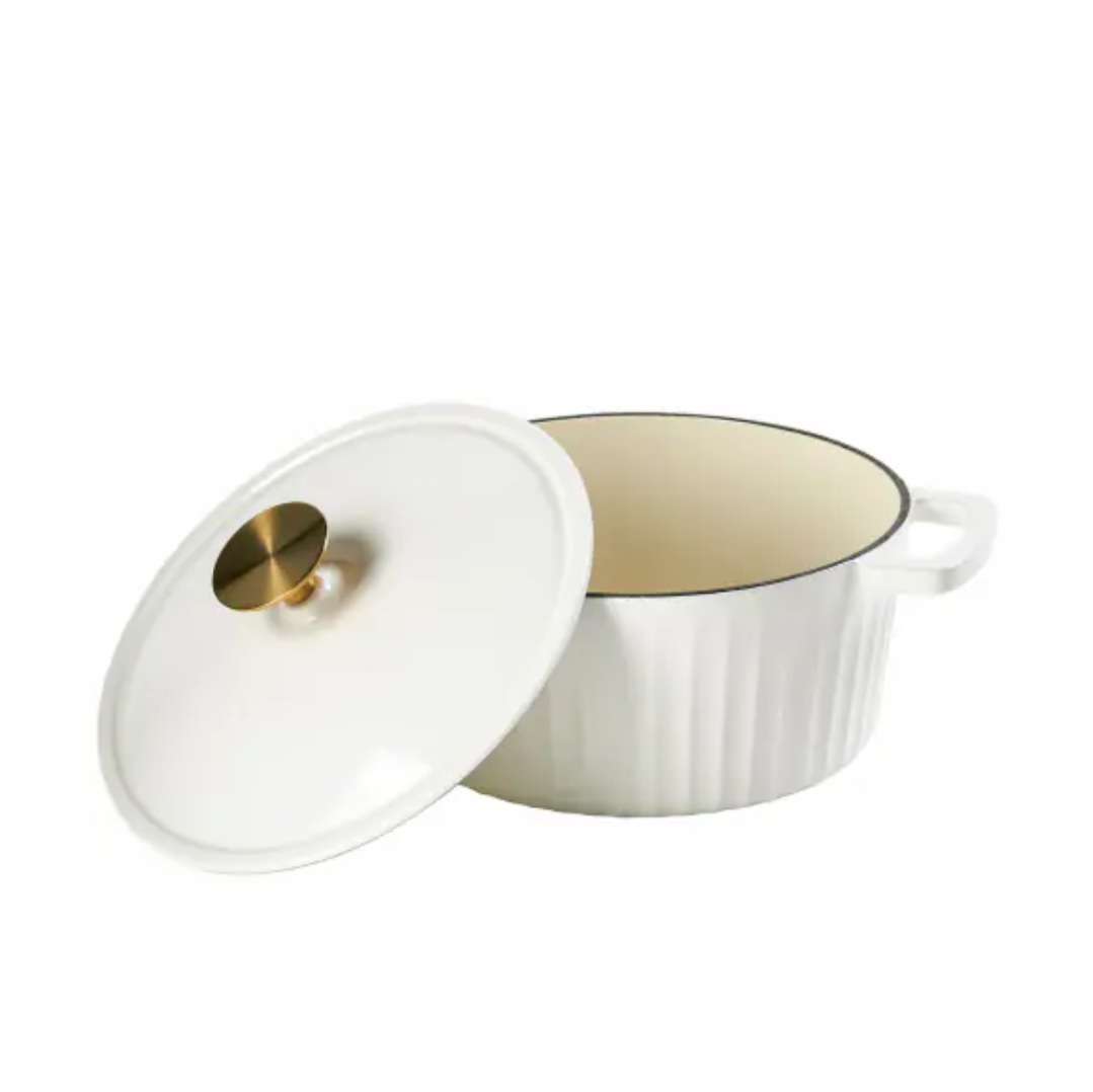 Dash Of That 3 QT Enameled Cast Iron Dutch Oven With Lid Ivory White