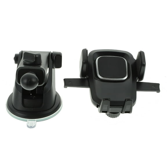 TABLZONE Black Car Phone Holder with Cup, Retractable Support, ABS Aluminum and PU Material