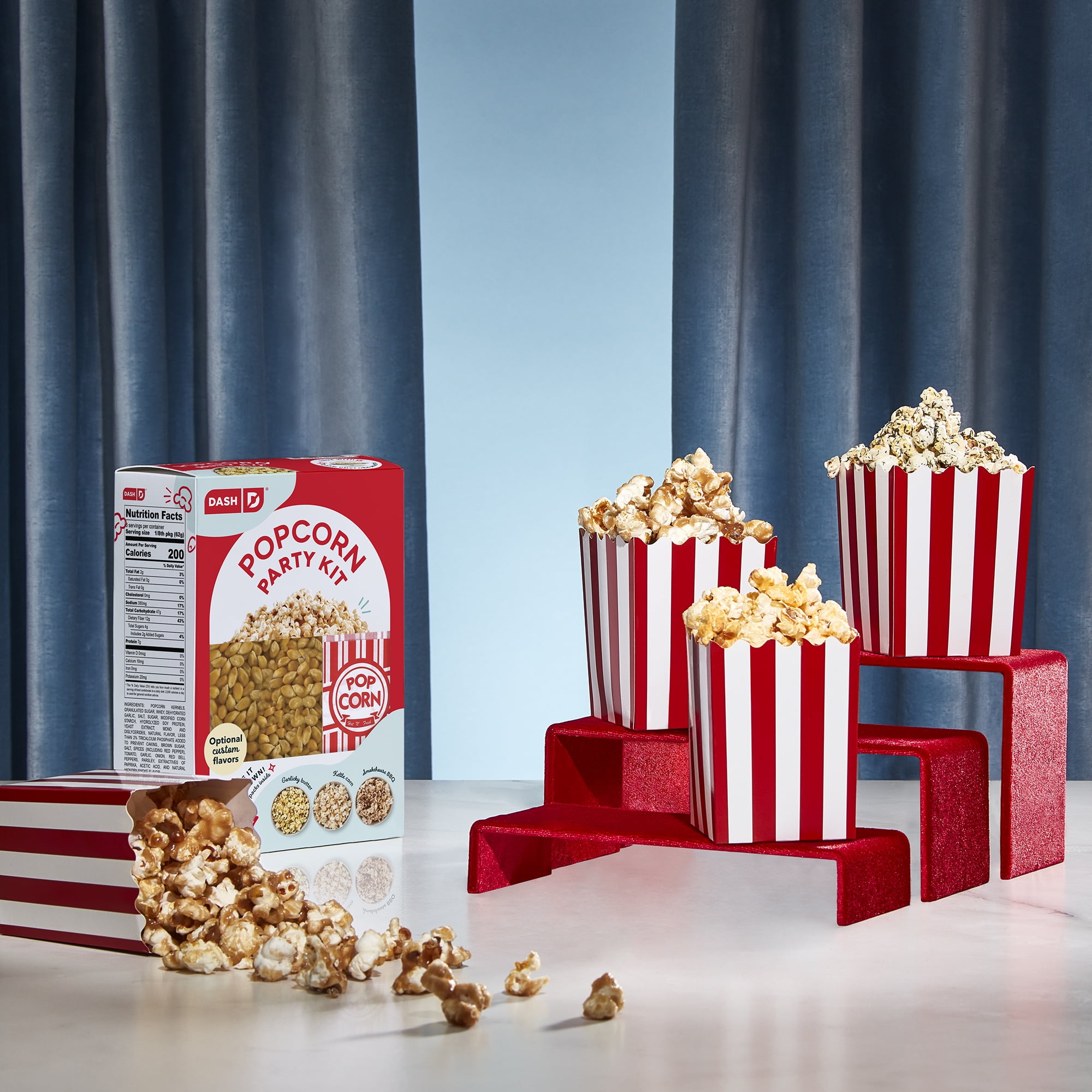 Dash Popcorn Kit with Seasonings, Garlicky Butter, Kettle Corn