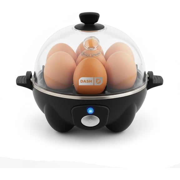 Dash Rapid Egg Cooker - Boiler, Poacher & Steamer - Includes Measuring & Recipe Guide - Dishwasher Safe - BPA Free - Holds 7 Eggs, Black