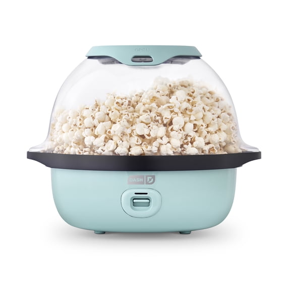 Dash SmartStore™ Stirring Popcorn Maker, Electric Popcorn Machine with Large Lid for Serving Bowl and Convenient Storage, 24 Cups – Aqua