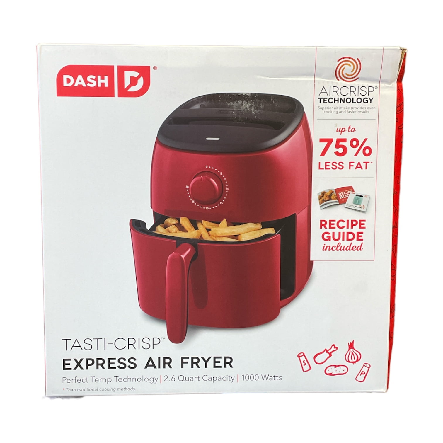 Dash Tasti Crisp Express Air Fryer 2.6 Quart with Recipe Guide