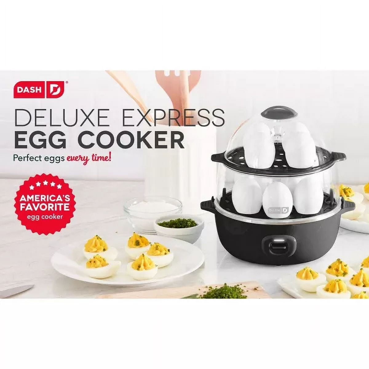 Black Deluxe Electric Egg Cooker with Clear Lid