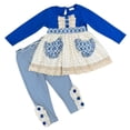 thumbnail image 1 of Dash of Glitter Girls Winter Blue & Cream Long Sleeve Two Piece Pant Set Outfit, Sizes 2T-10, 1 of 4