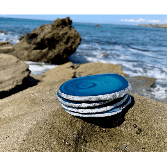 DashAlexandra Blue Brazlian Agate Coasters - Set of 4