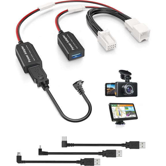DashCam Power Adapter,(10P Type E)Fit Select Mazda 6/CX3/CX5/CX9/CX30/CX50/MX30/CX90,Connect to Auto-Dimming Rearview Mirror,Built-in Hide Power Adapter Charging Cable for GPS Dash Cam Mirror Camera