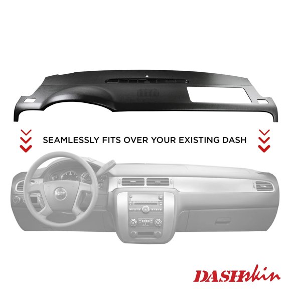 DashSkin Molded Dash Cover for 2007-2014 Tahoe Suburban Yukon Avalanche in Black (Ebony) with Speaker Holes