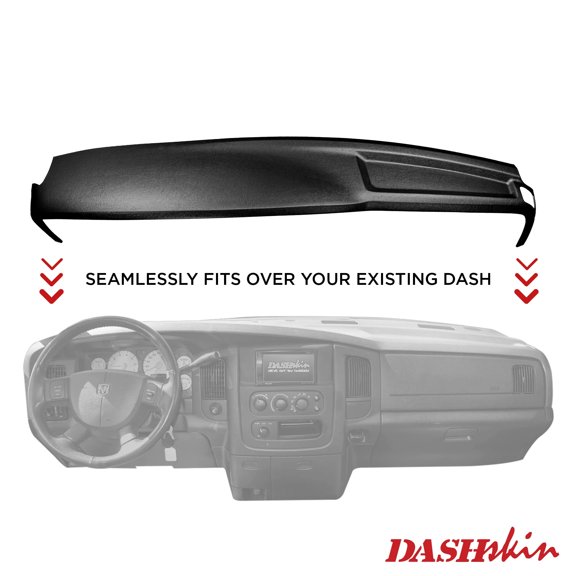 DashSkin Half Dash Cover Compatible with 2002-2005 Dodge Ram in Black - Covers Main Dash Half Only - Hard Molded Plastic Dashboard Cap