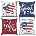 thumbnail image 1 of Dashan 4th of July Pillow Cover 16x16 Set of 4,Independence Day Red Blue Stars Cushion Cases for Couch Sofa Bed Home Decor, 1 of 6