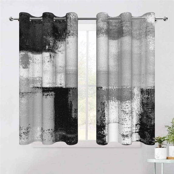 Dashan Black Grey Abstract Blackout Curtains for Bedroom Living Room Decor Grommet Window Drapes 42x63 Inch,2 Panels