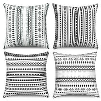 Dashan Black and White Pillow Covers 16x16 Set of 4,Boho Striped Decorative Pillow Cases for Bed Couch Living Room