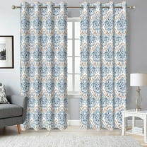 Dashan Blue Floral Blackout Curtains for Living Room,Medallion Window Drapes for Bedroom,52x84 Inch,2 Panels
