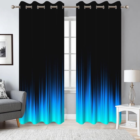 Dashan Blue and Black Ombre Blackout Curtains for Bedroom,Room Darkening Window Drapes,42x63 Inch,2 Panels