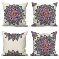 Dashan Bohemian Pillow Covers 18x18 Set of 4,Red Mandala Decorative Pillow Cases for Bed Couch Living Room