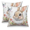 thumbnail image 1 of Dashan Bunny Flower Throw Pillow Covers 18x18 Set of 2,Happy Easter Decorative Pillow Cases for Bedroom Sofa Couch, 1 of 6
