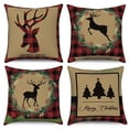 thumbnail image 1 of Dashan Christmas Pillow Covers 16x16 Set of 4,Christmas Deer Decorative Pillow Cases for Bed Couch Living Room, 1 of 6